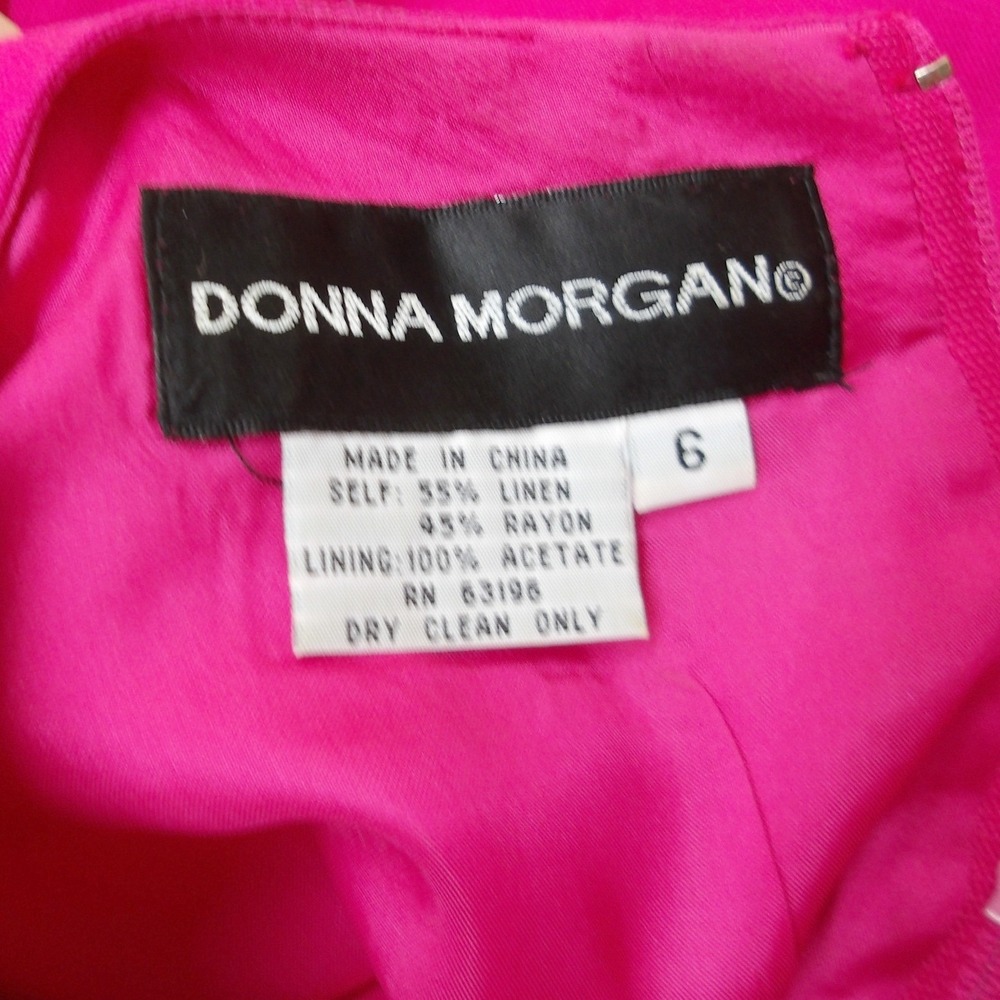 Donna Morgan Pink Linen Sheath Dress Floral Cherry Embroidery Sz 6 /#8043 - Picture 7 of 7